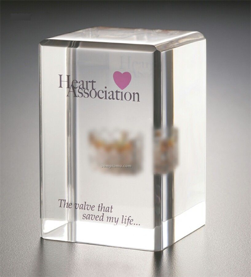 Lucite Embedment Standing Cube Award W/ Beveled Edges