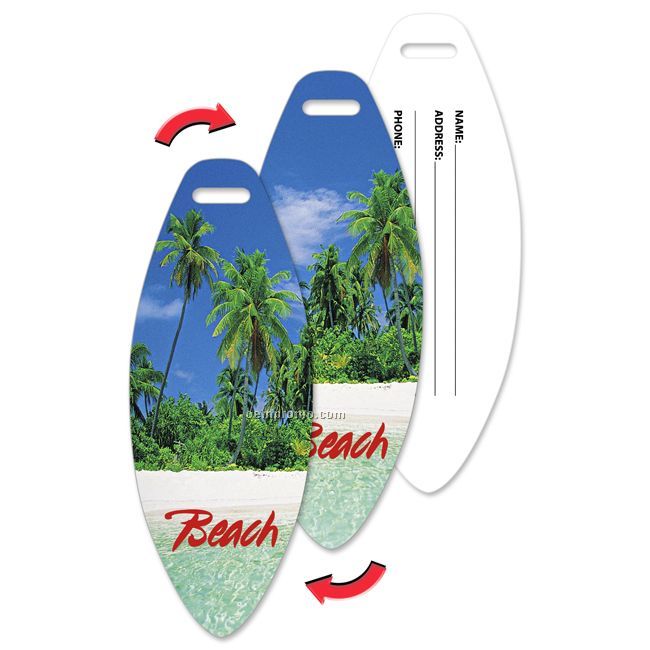 Luggage Tag, Tropical Palm Tree Lenticular Flip Stock Design, Imprinted