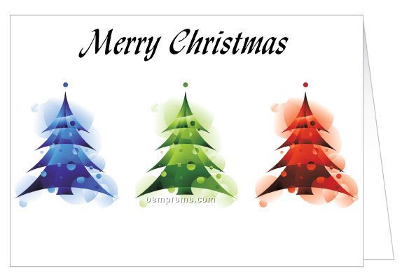 Merry Christmas Three Trees Greeting Card
