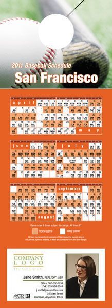 San Francisco Pro Baseball Schedule Door Hanger (4" X 11")