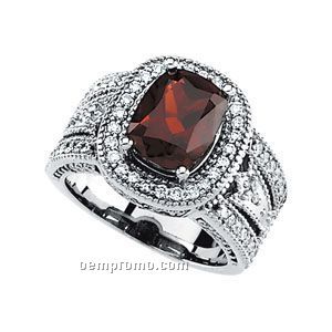 14kw Genuine Mozambique Garnet And 3/4 Ct Tw Diamond Ring