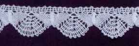 1-1/8" White Fan Cluny Lace Fabric With Butterfly