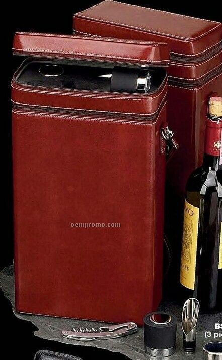 Cognac Leather 2 Bottle Wine Caddy