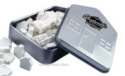 Small House Tin W/ Chocolate Flavor Mints (2 Day Service)