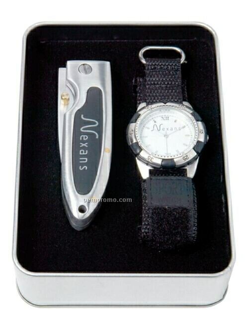 The Sportsmen Sports Watch And Pocket Knife Gift Set
