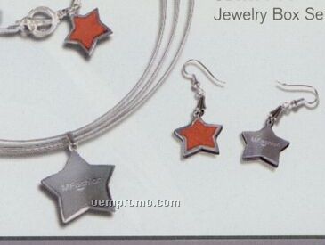 Star Earrings & Necklace Jewelry Box Set