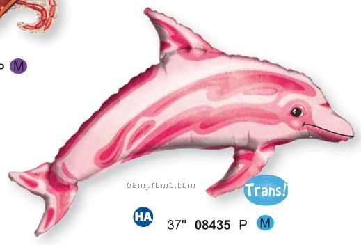 37" Translucent Pink Dolphin Balloon