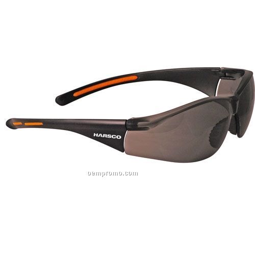 Lightweight Wrap-around Safety Glasses W/ Nose Piece (Gray Lens/Black)