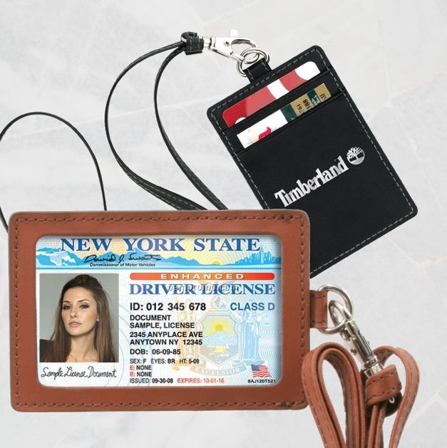 Park Avenue Leather Id Holder With Neck Cord