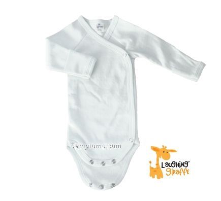 White Preemie Long Sleeve Cotton Side Snap Onesie With Mittens