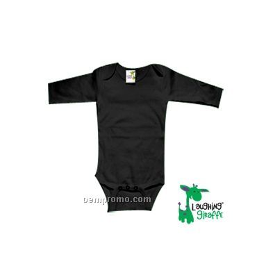 Black Poly Cotton Blend Infant Long Sleeve Onesie