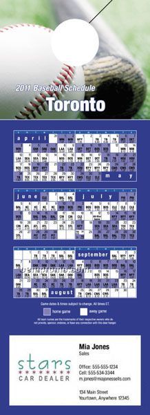 Toronto Pro Baseball Schedule Door Hanger (4" X 11")