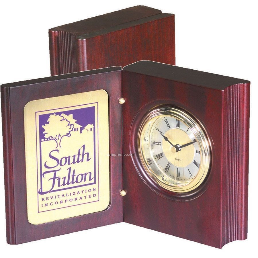 Wood Book Clock Award (Imprinted)