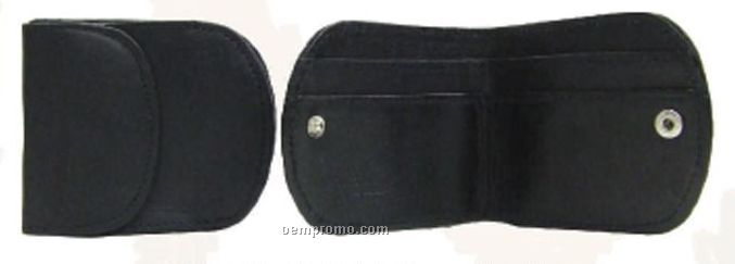Black Lambskin Napa Bi-fold Wallet W/ Change Purse