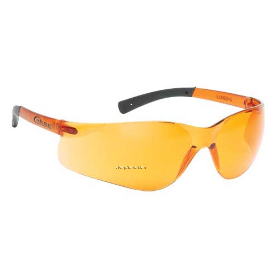Lightweight Wrap-around Safety Eyeglasses (Orange Lens/Self Frame)