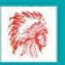 Sport/Mascot Stock Temporary Tattoo - Red Indian Chief Head (1.5"X1.5")