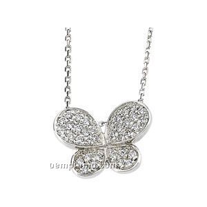 Sterling Silver Cubic Zirconia Butterfly Necklace