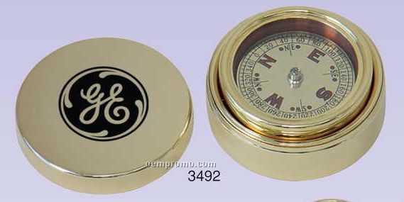 Gold Plated Brass Navigator Compass & Brass Case (Screened)