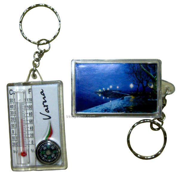 Key Tag With Thermometer And Compass