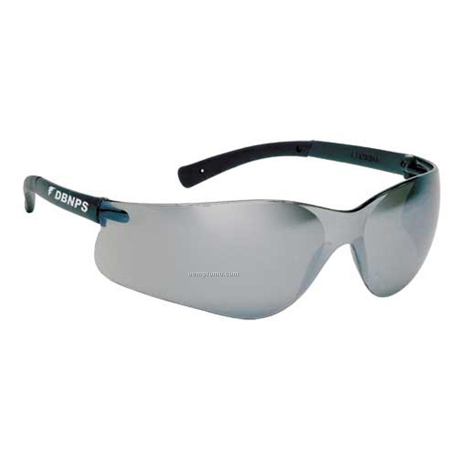 Lightweight Wrap-around Safety Eyeglasses (Silver Mirror/Self Frame)