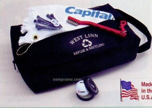 Premium Golf Shoe Bag Scoring Kit With Towel & Ball Markers