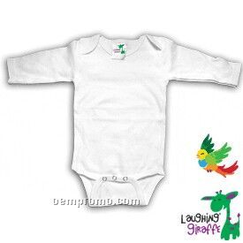 White Poly Cotton Blend Infant Long Sleeve Onesie