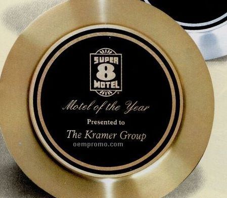 11 1/2" Diameter Solid Brass Award Tray With Black Center
