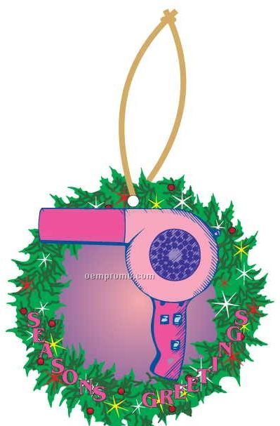 Hair Dryer Executive Wreath Ornament W/ Mirrored Back (10 Square Inch)