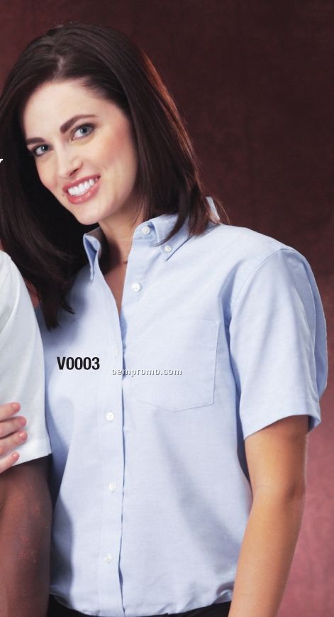 Van Heusen Ladies Short Sleeve Relaxed Fit Oxford Shirt