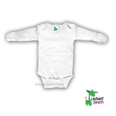 White Poly Cotton Blend Infant Long Sleeve Onesie W/ Mittens