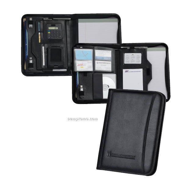 Pinnacle Padfolio With Calculator, Zipper And CD Holder