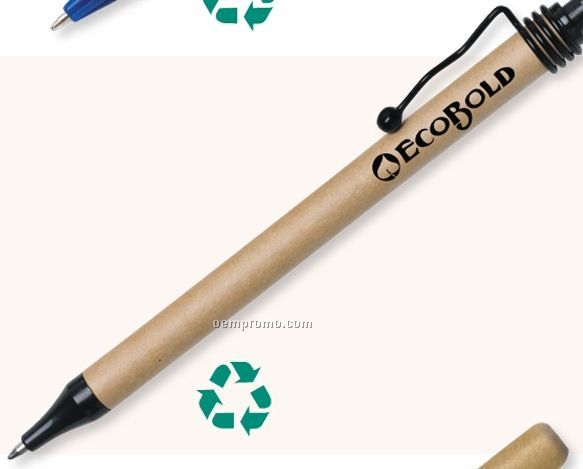 Recycled Cardboard Pen W/ Metal Sizzle Clip (Overseas 8-10 Weeks)