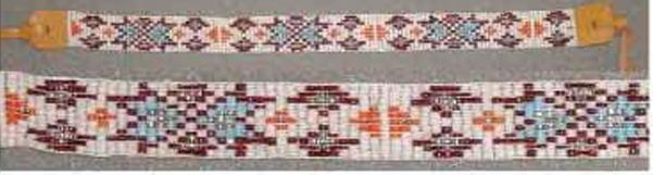 14"X11 Bead Width Headband W/ Leather Ends & Ties - 3 Assorted Colors