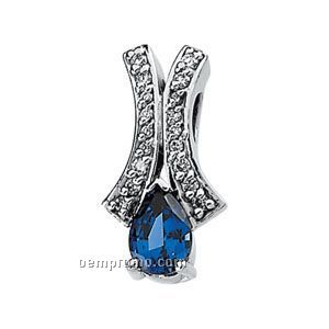 14kw Chatham Created Blue Sapphire And Diamond Pendant