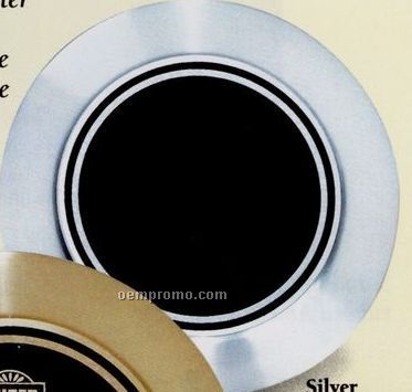 8 1/2" Diameter Silver Aluminum Award Tray With Black Center