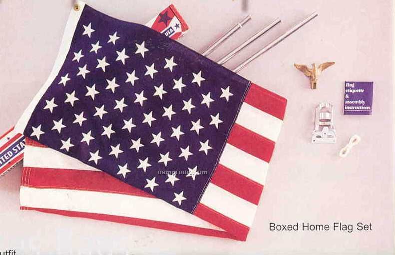 Boxed U.s. Home Flag Set Aluminum Pole