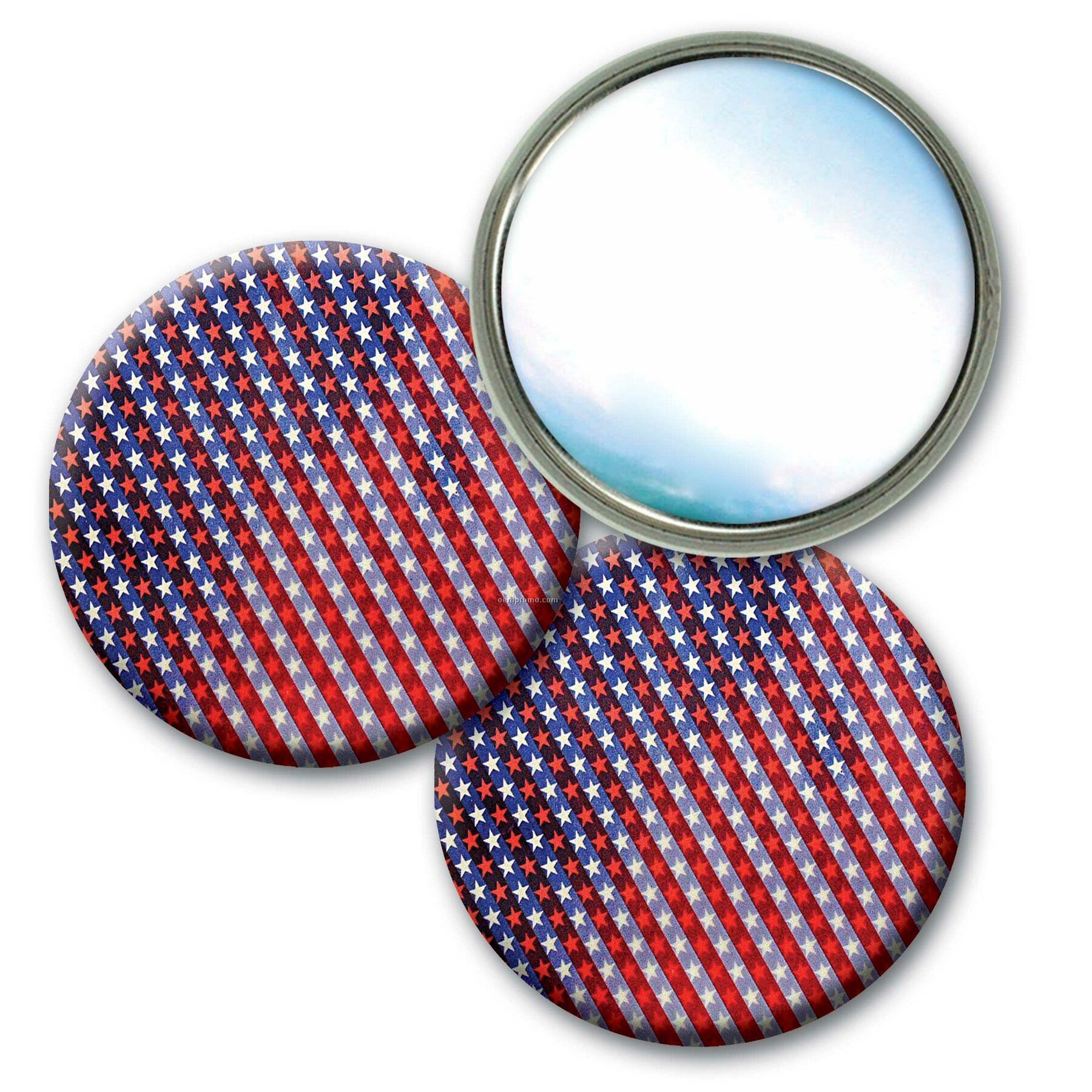 Compact Mirror Lenticular Usa Flag Color Changing Effect ( Blank)