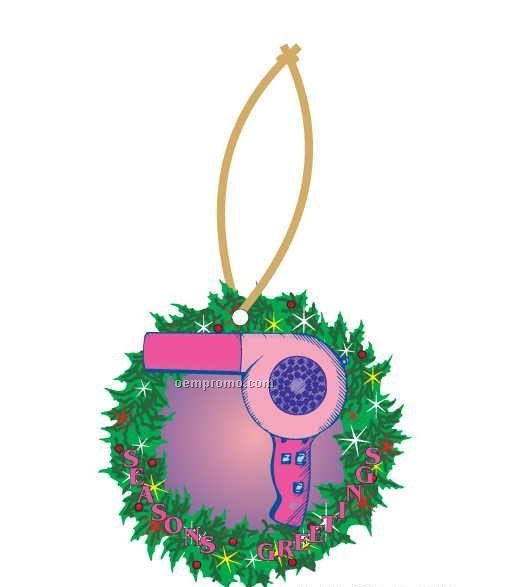 Hair Dryer Executive Wreath Ornament W/ Mirrored Back (12 Square Inch)