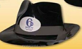Imprinted Plastic Gangster Hat W/Oval Label