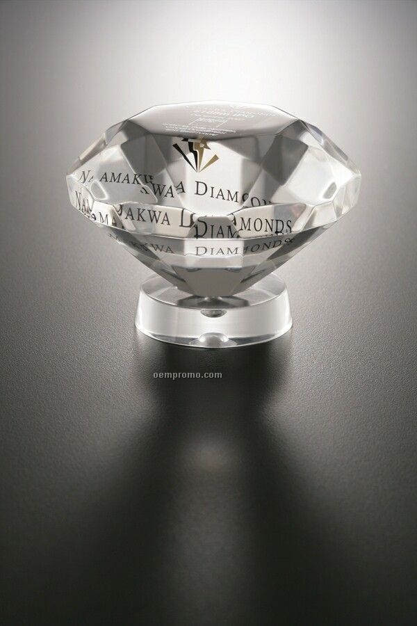 Lucite Embedment Machined Diamond Award On A Stand
