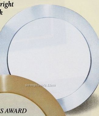8 1/2" Diameter Silver Aluminum Award Tray With Mirror Bright Center