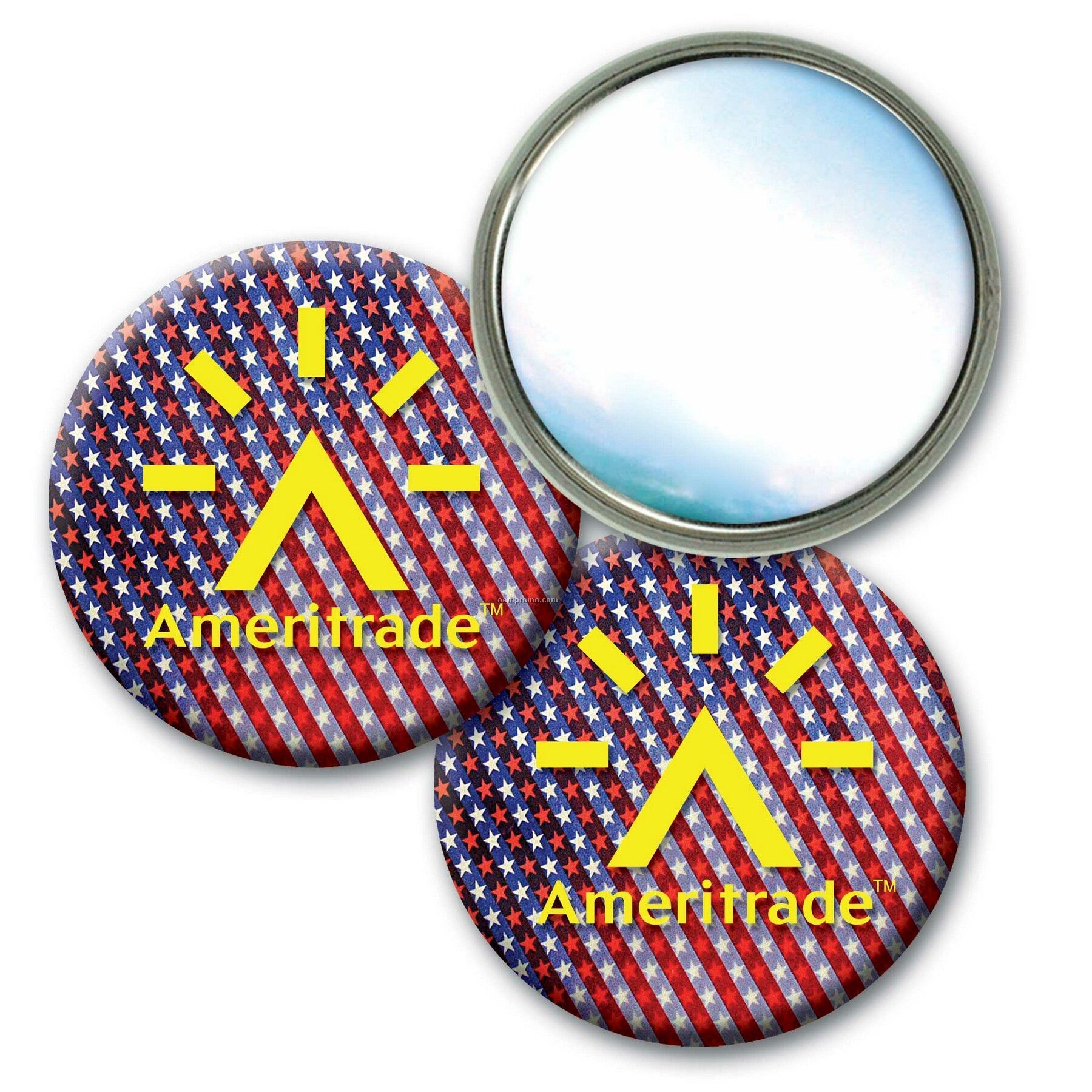 Compact Mirror Lenticular Usa Flag Color Changing Effect (Custom)