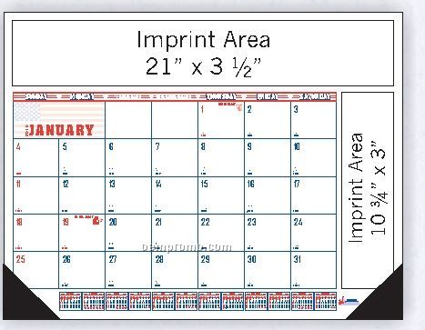 Patriotic Blue / Red Desk Calendar W/ 2 Imprint Areas (Order After 8/31)