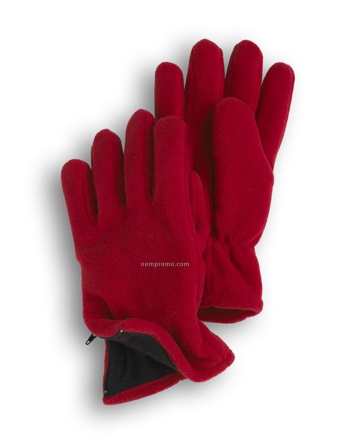 Wolfmark Red Fleece Zipper Glove