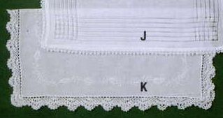 13" Ladies White Cotton Handkerchief With Flower Vine Edge