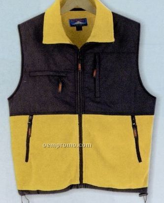 Full-zip Fleece Vest With Poly/ Cotton Yoke