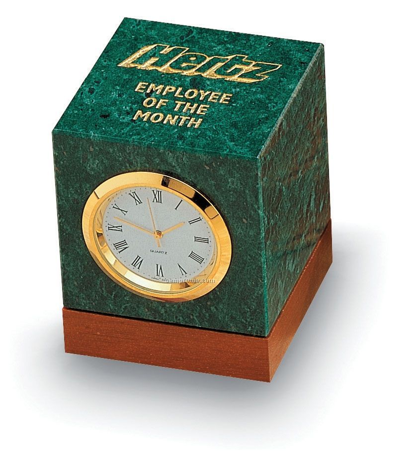 Synergy Cube Clock (Green Marble)