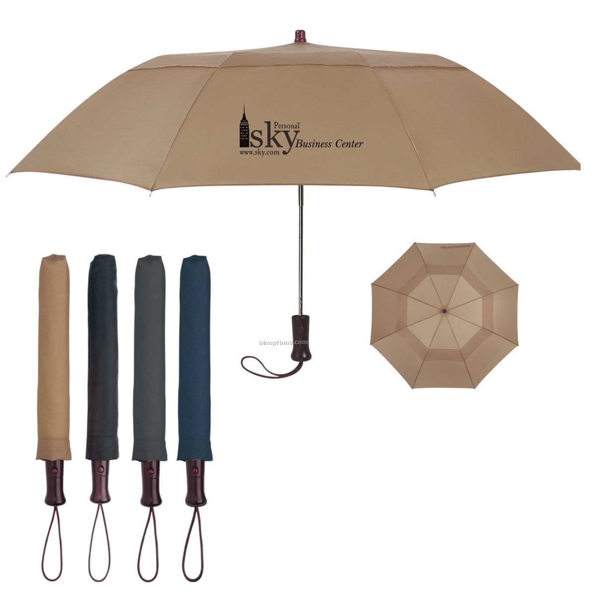 Telescopic Folding Wood Handle Umbrella