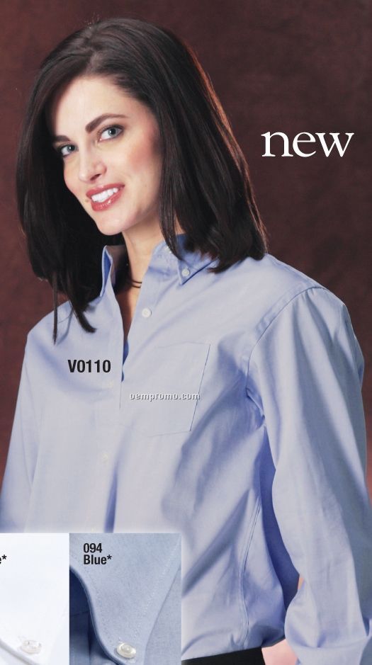 Van Heusen Ladies Long Sleeve Blended Pinpoint Shirt