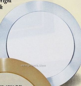 10 1/2" Diameter Silver Aluminum Award Tray With Mirror Bright Center